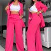 Women's Two Piece Suit Business Outfit Casual Blazer Jacket And Wide Leg Dressy Pants Set Formal Office Work Sets