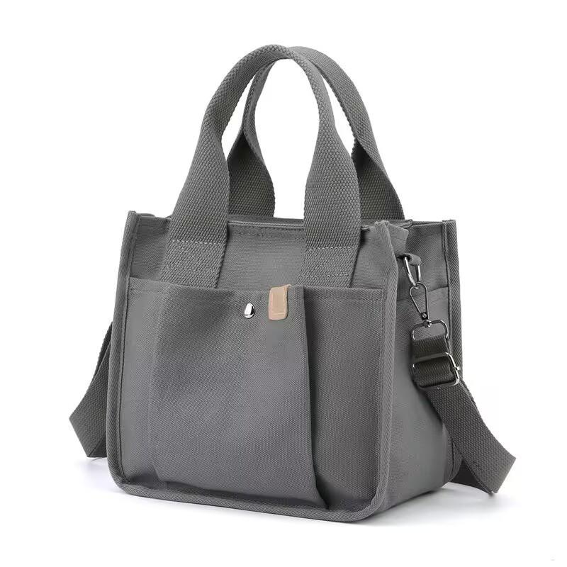 Damen Canvas Lunchtasche mit großer Kapazität und mehreren Fächern – Ideale Umhängetasche für Büro oder Mütter.