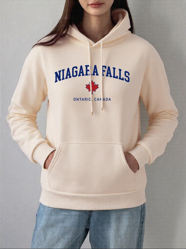 Niagarafälle Ontario Kanada Drucke Kapuzenpullover Damen Lässig Tasche Pullover Winter Fleece Warmes Sweatshirt Bequeme Lockere Kleidung