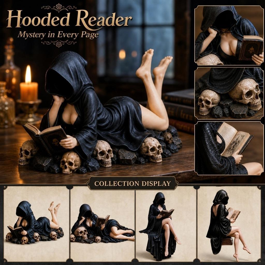 Hooded Reader Figurine Decorative Desk Ornament for Book Lovers