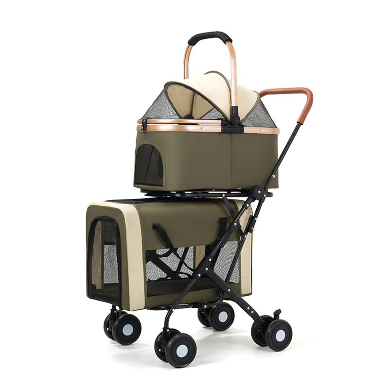 Double-Layer Pet Stroller for C7 Dogs and Cats Lightweight Foldable Push Cart for Small to Medium Breeds Including Poodles