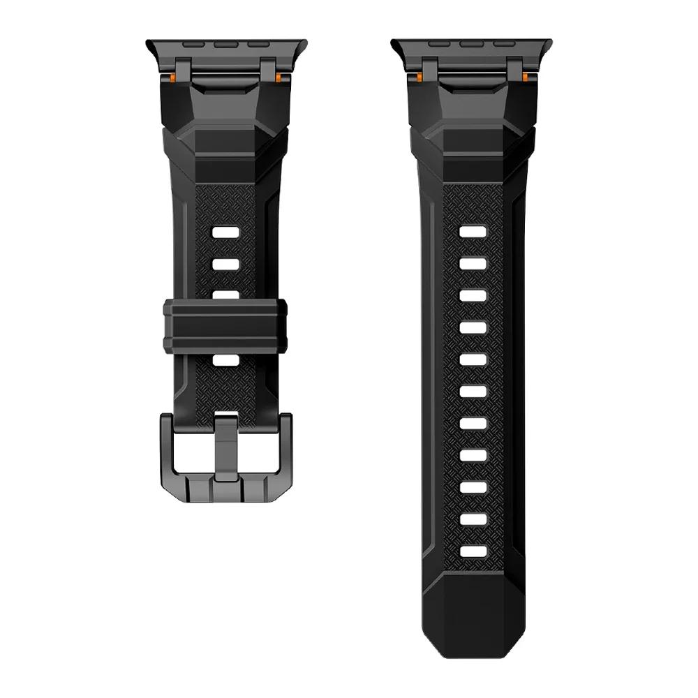 Rubber Sports Band for Apple Watch Ultra 3/2 49mm Titanium Color Sports Bracelet for iWatch Series 11 10 46mm 9 8 7 6 Se 44 45mm