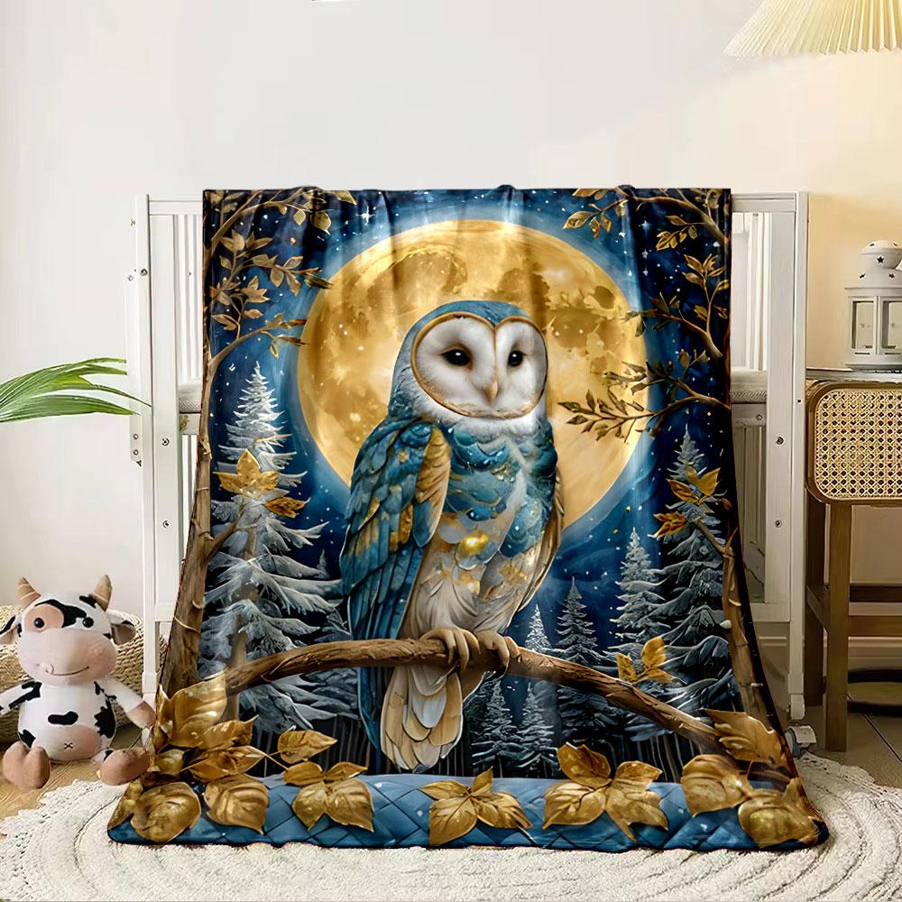Owl Under Night Moon Sky for all seasons blanket lunch break throw gift