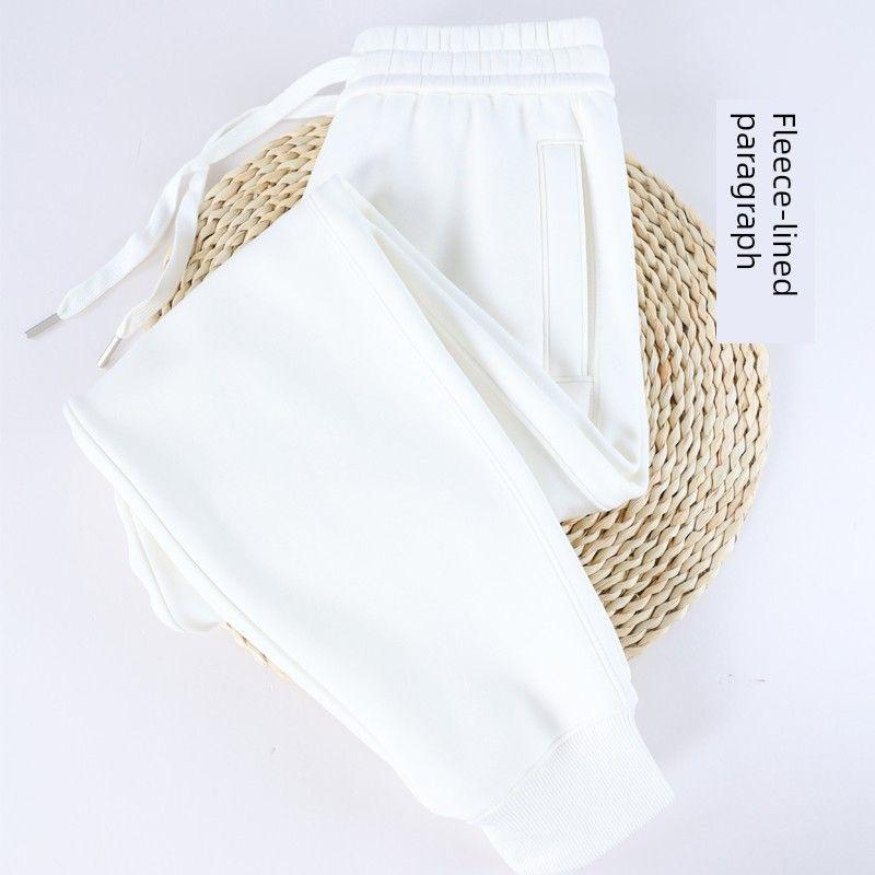 Royal Blue High Waist Winter Fleece-Lined Pure Cotton Sports Pants