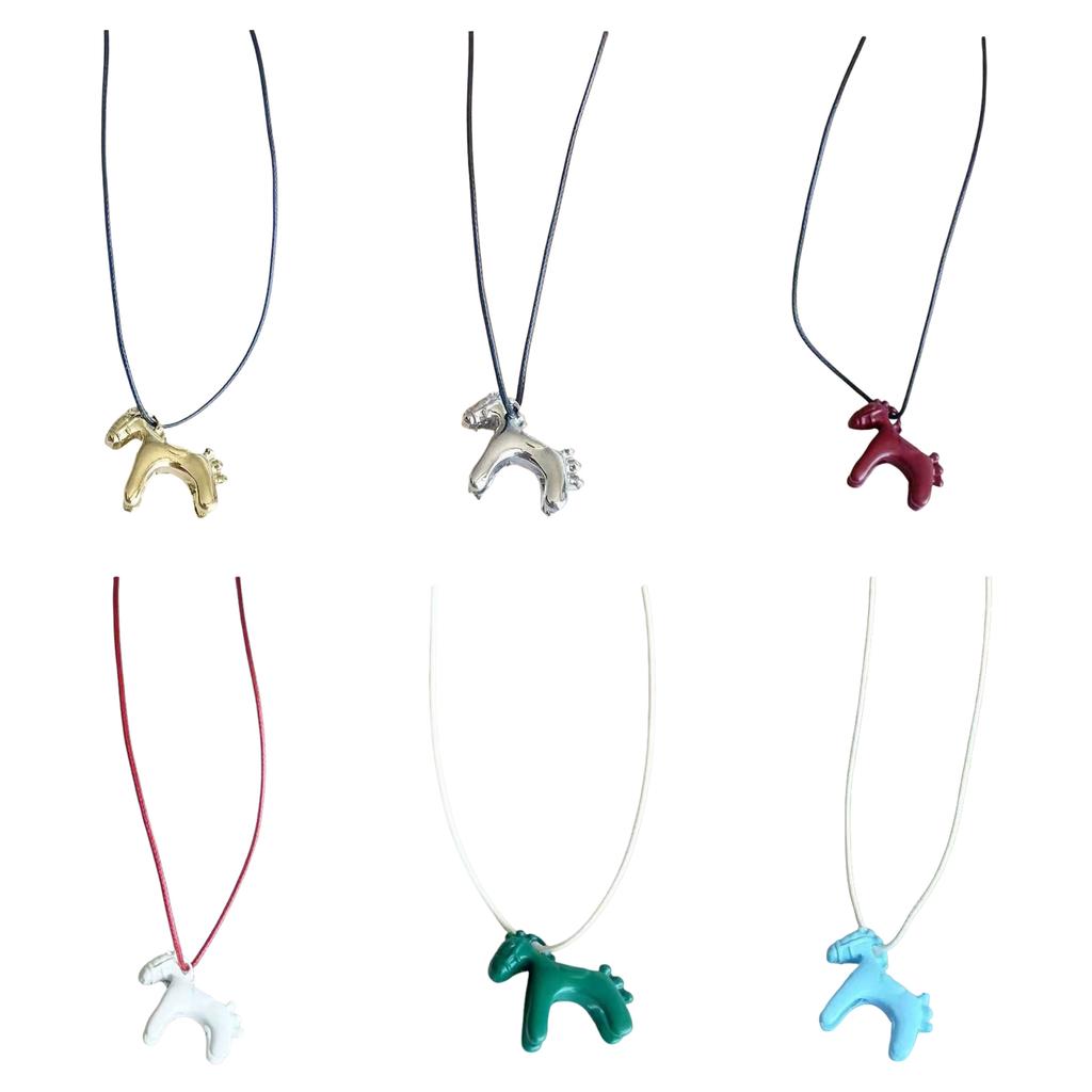 Horse Pendant Long Necklace Adjustable Horse Charm Necklace for Women Simple Jewelry Accessories
