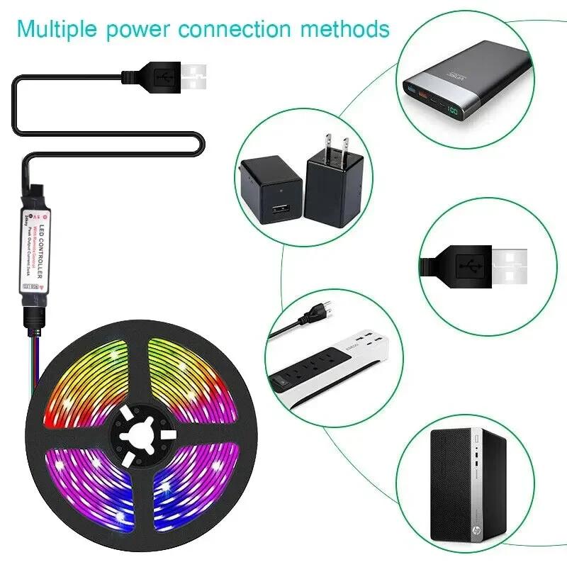 1M-30M LED Strip Light Touch Bluetooth App 5050 RGB Led Lights Flexible Ribbon Lus Led DC5V USB TV BackLight Room Decoration