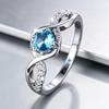 French-style Interwoven Blue Cubic Zirconia Ring Simple, Hollowed-out, Diamond-studded Light Blue Gemstone Bracelet for Everyday Wear