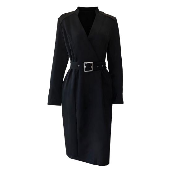 Жіноча професійна робоча ділова сукня з довгим рукавом для церкви, вчителя, сукня-футляр олівець, міді бодікон сукня-костюм з V-подібним вирізом та поясом