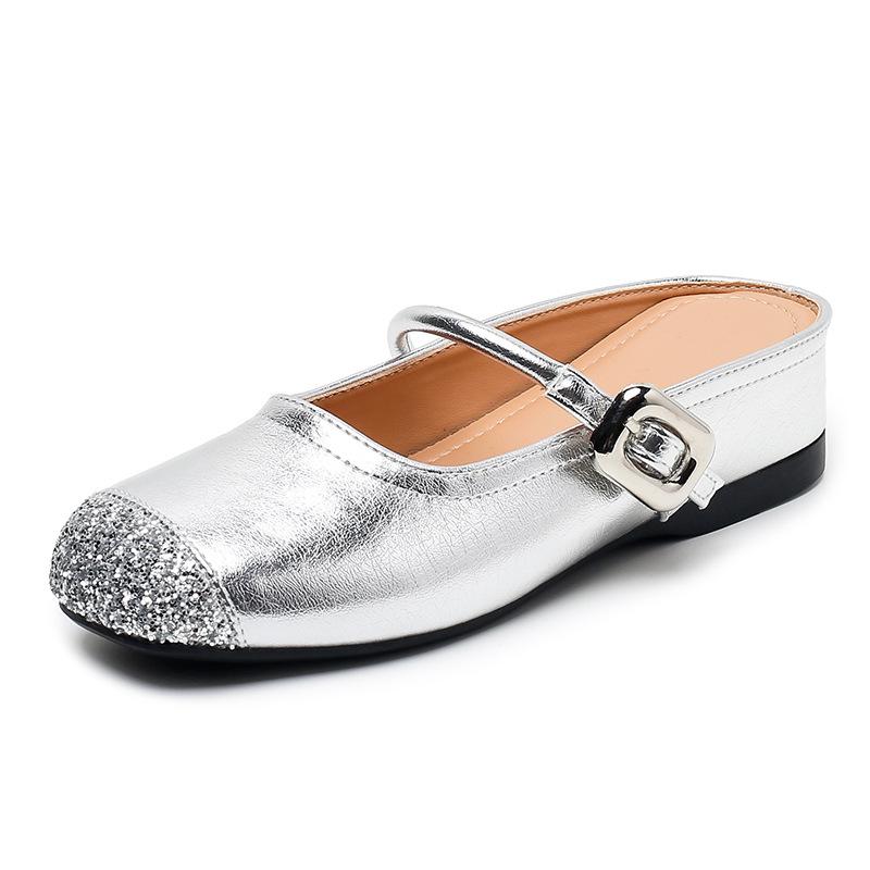 

New 5 small inner height increase single shoes femininity Mary Jane shoes one pedal bag head half slippers 39