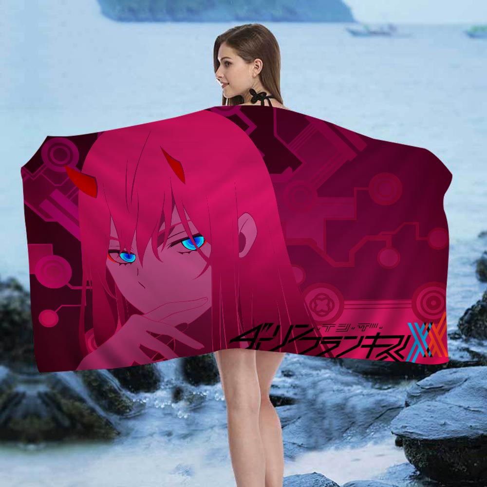 

Z-Zero T-Two D-Darling In The F-Franxx Beach Towel Cartoon Cute Summer Kids Large Bath Beach Towel Absorbent for Swimming Travel W30*H60(CM)