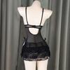 Mesh Lingerie Uniform Dress Nightgown Lace Corset Skirt Lace Camisole Briefs Set  Home