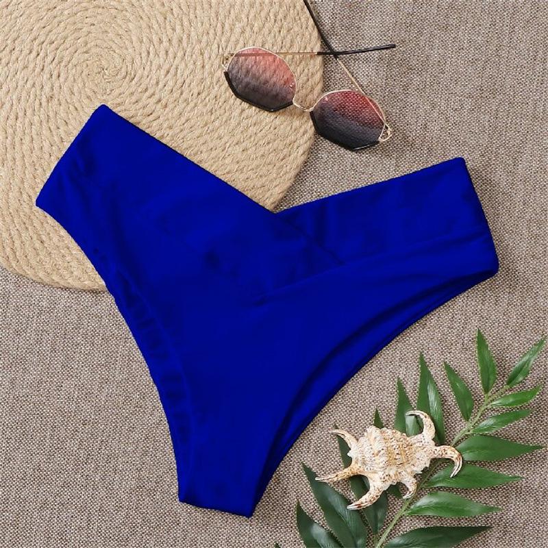 Chiloți de baie triunghiulari vintage fără cusături pentru femei - Costume de baie retro în culori uni