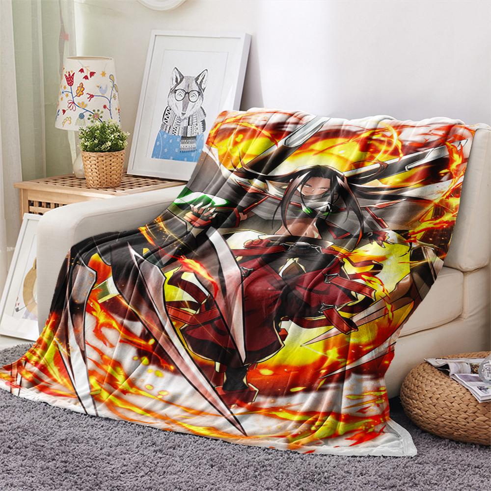 1PC SHAMAN KING Print Flannel Blanket, High Quality Comfortable for All Seasons, Home Decor, Warmth and Comfort, Perfect for Christmas Gifts