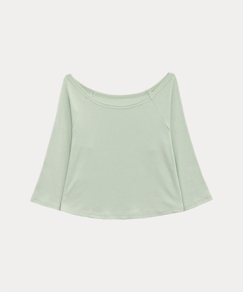 TARVERT More Boat Neck Ribbed T-Shirt - Mint