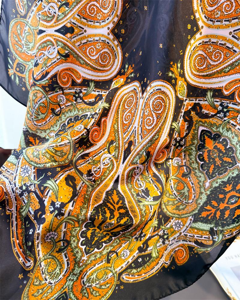 New Paisley Print 70cm Square Scarf Women Foulard Cashew Neckerchief Lady Soft Satin Head Hijab Female Decorate Neck Ties