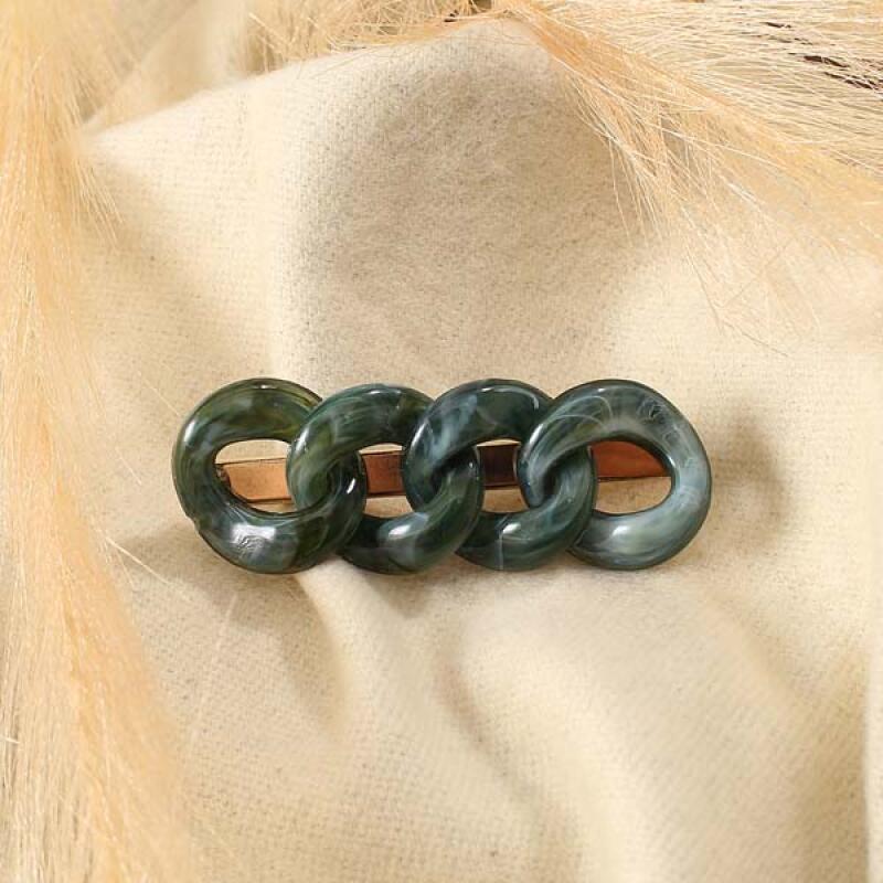 Marble Chain Bangs Hair Clip (Green)