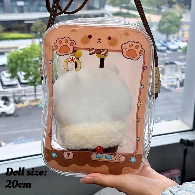 Original Animal Transparent PVC Doll Storage Bags for 13 20cm Plush Doll Kawaii Claw Machine Shaped Storage Bag with Lanyard New