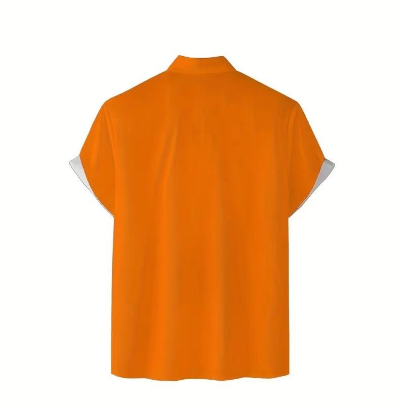 Autumn and Winter Men's Short Sleeved Shirt New Year's Christmas Pattern Digital Printed Shirt Top Men's Casual Shirt