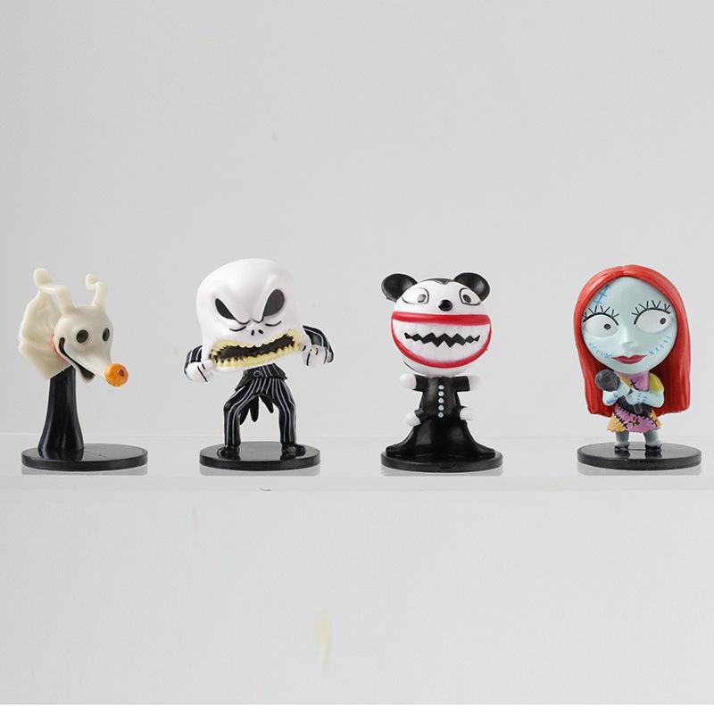 New 8Pieces/Set Cartoon The Nightmare Sally Skellington Jack Action Figure Toy Christmas PVC Model Vinyl Figurine Halloween Gift