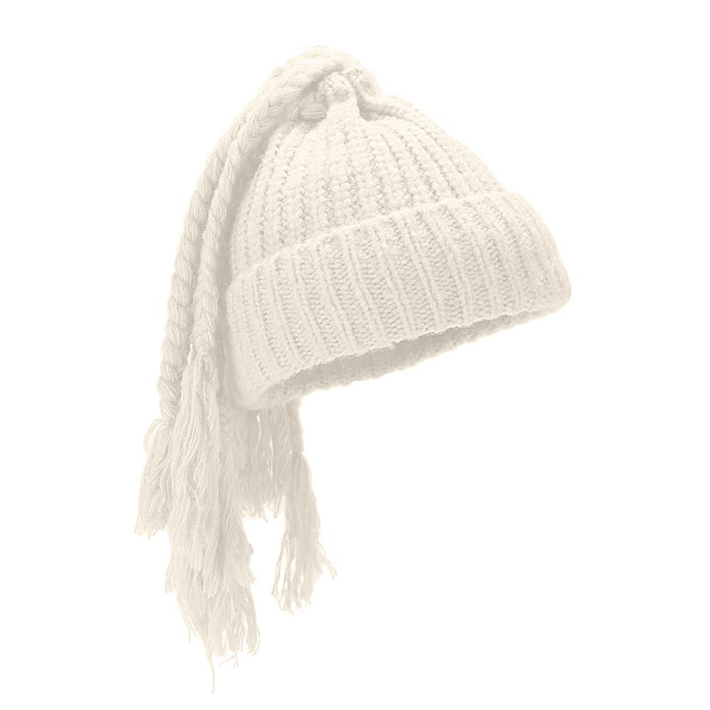 

Versatile Dreadlocks Hat Solid Color Beanie Cap Cozy Winter Knitted Hats Unisex бежевий