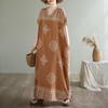 Krátký rukáv Plus size Bavlněné vintage květinové nové šaty pro ženy ležérní volné dlouhé letní šaty