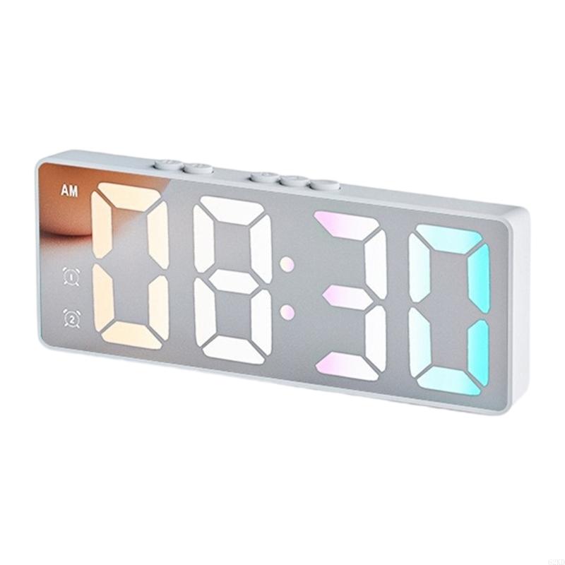 62KD LED Alarm Clock With Mirror Surfaces Temperature Date Display USB Battery Powered Bedroom Home Desktop Accessories