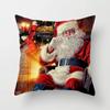 Christmas Pillowcase Winter Snow Scene Santa Claus Print Pillowcase Living Room Sofa Cushion Cover Christmas Home Decoration