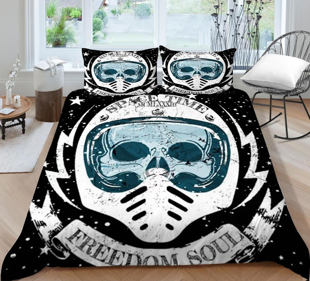 Quilt Cover 3D Printing Skull Home Bedclothes with Pillowcase King Double Size Soft Bed Set Luxury Duvet Cover