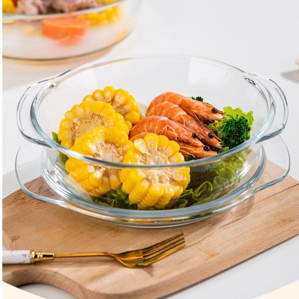 Krystallskål med høy borosilikatglass Varmebestandig husholdningskokegryte Matoppbevaringsbeholder