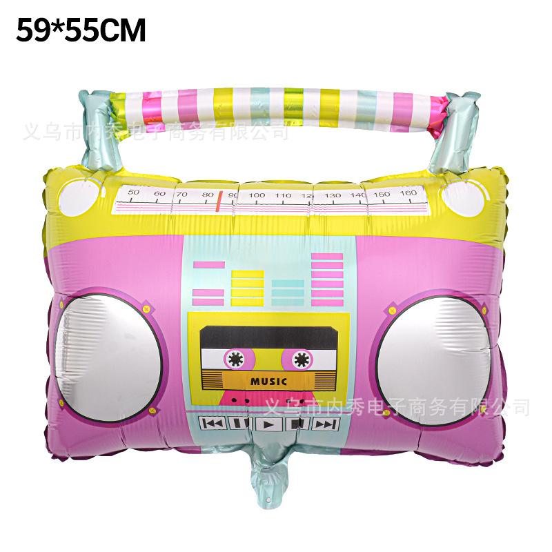 Radio Balloon Decoration Aluminum Foil Skates Microphone Recorder Roller Skates Sunglasses Balloon Aluminum Film Modeling