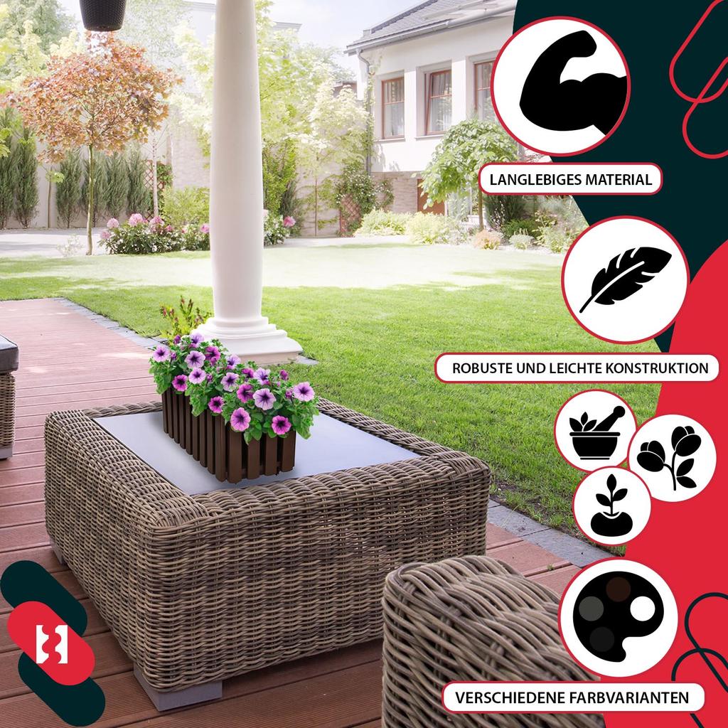 Balcony Flowerpot Box for Railing Terrace Rustic Brown 40cm