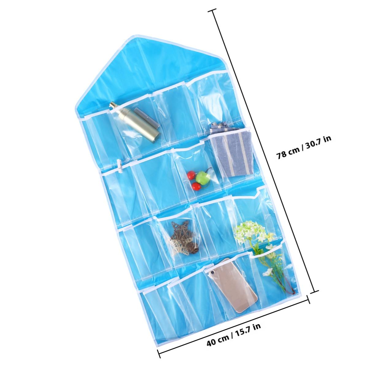 16 Pockets Over Door Hanging Storage Bag Wardrobe Organizer Closet Underwear Bra Socks Organizer Large Capacity Storage Holder синий 749₽