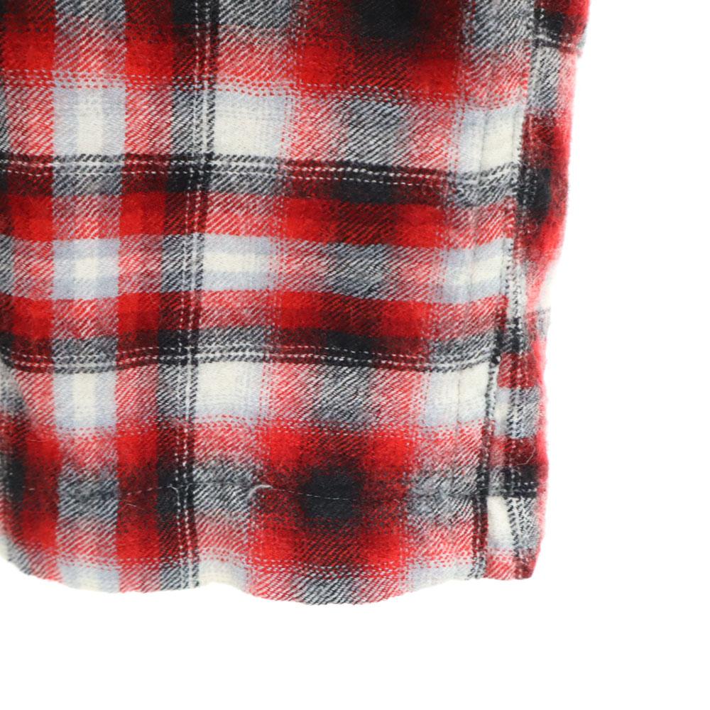 Game and Lake 50s 60s Open collar Vintage box silhouette Ombre Check Pattern Long sleeve Flannel shirt Men's Used