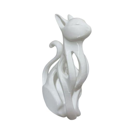 3D Printed Hollow Cat Black White Figurine Modern Kitten