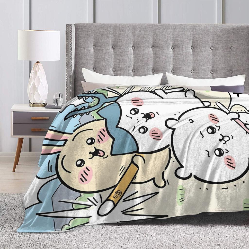 Cute Cartoon C-Chiikawa Hachiware Blankets Coral Fleece Plush Spring Portable Soft Throw Blankets for Bed Couch Bedspreads
