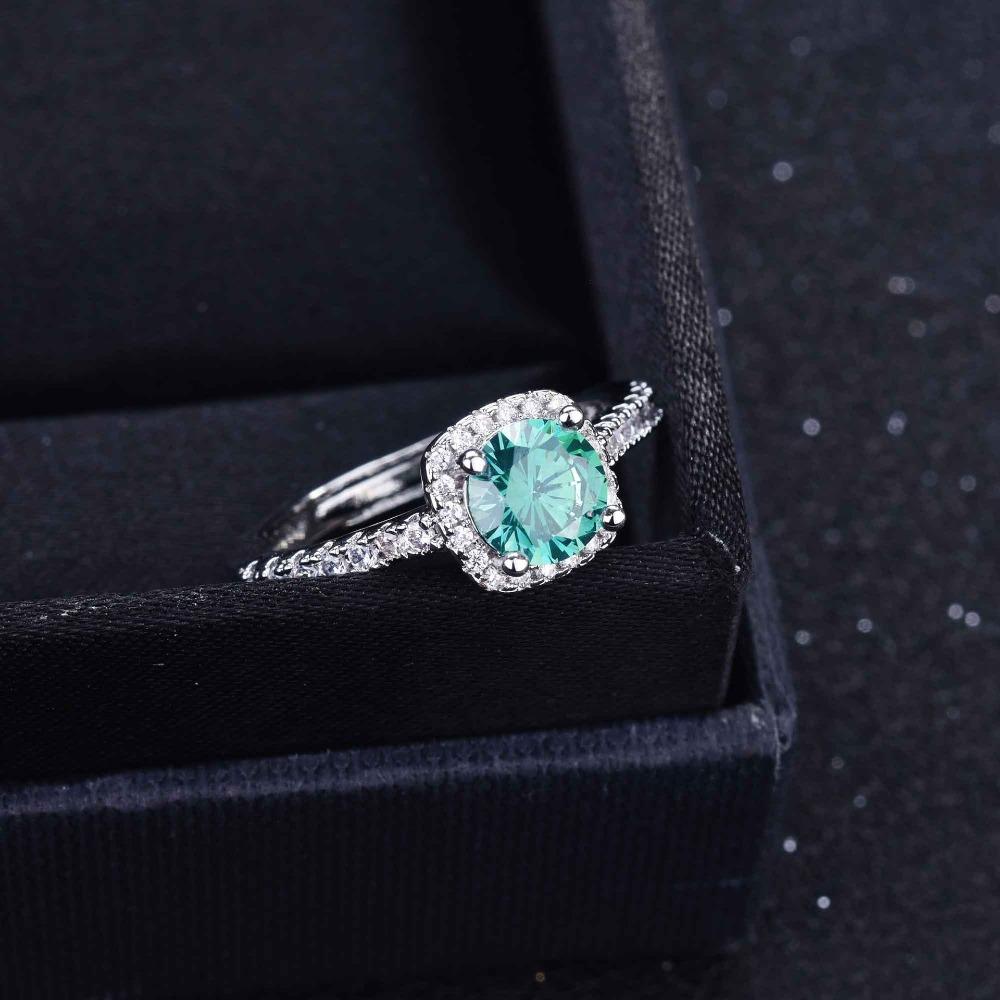 Maldives Blue Green Moissanite Ring for Women Classic Square Cut Solitaire Engagement Ring
