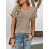 Summer New Women's V-neck Short-sleeved Loose Striped Casual Pullover T-shirt