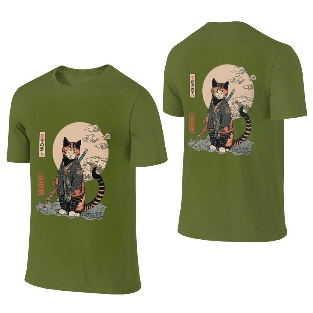Ronin Cat 5 Lazy Style Reversible Tshirt Sports Leisure Print Does Not Fade Unisexs Tshirts