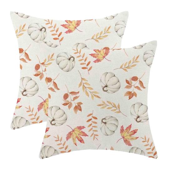 

2Pcs Throw Pillowcase Autumn Maple Leaf Pattern Replaceable Design Pillow Case Washable Super Soft Reusable Sofa Cushion Covers G