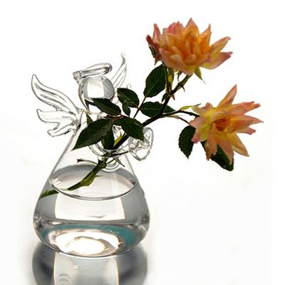 Hängevase aus klarem Glas in Engelsform, Terrarium, Hydrokulturtopf, Blumen- und Heimdekoration, Glasterrarium, Hydrokulturtopf, Vase in Engelsform
