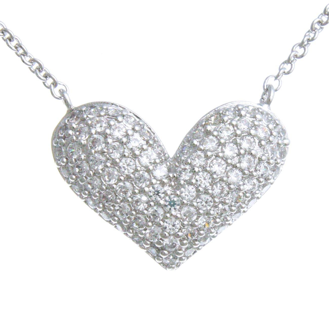 [VINGTAINE] Pave Heart Necklace, Slide Adjuster, Slider Chain, Pave Design, Cute C2-47-G