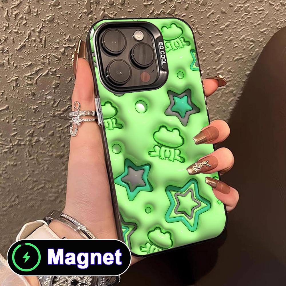 

Kawaii Frog Phone Case for iPhone 17 16 15 14 13 12 11 Air Pro Max Plus Colorful Silver MagSafe Cover iPhone 11
