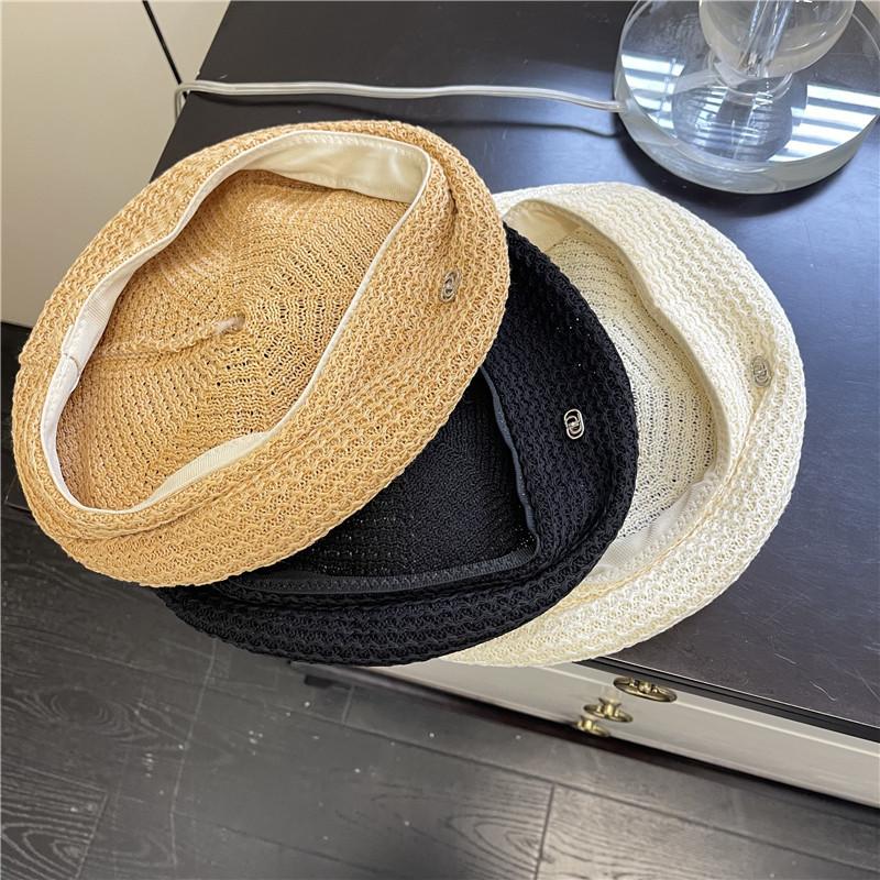 New black temperament elegant beret female face small versatile spring and summer breathable thin decorative painter hat