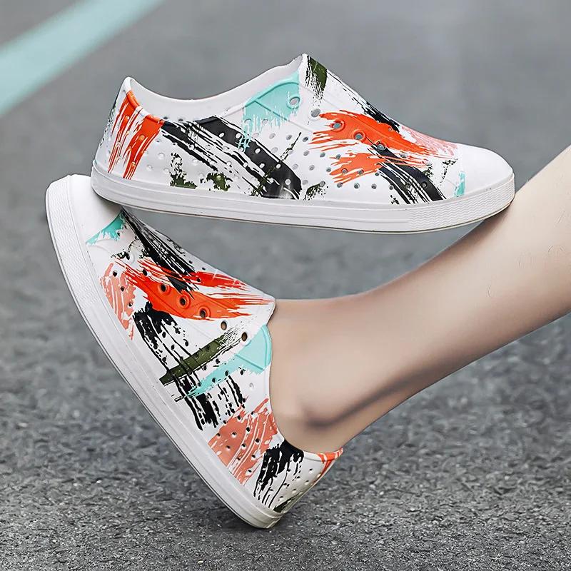 Fashion Summer Sandals for Women Fashion Couple Graffiti Casual Flat Sport Sandalias Outdoor Beach Non-slip Breathable Shoes 2025
