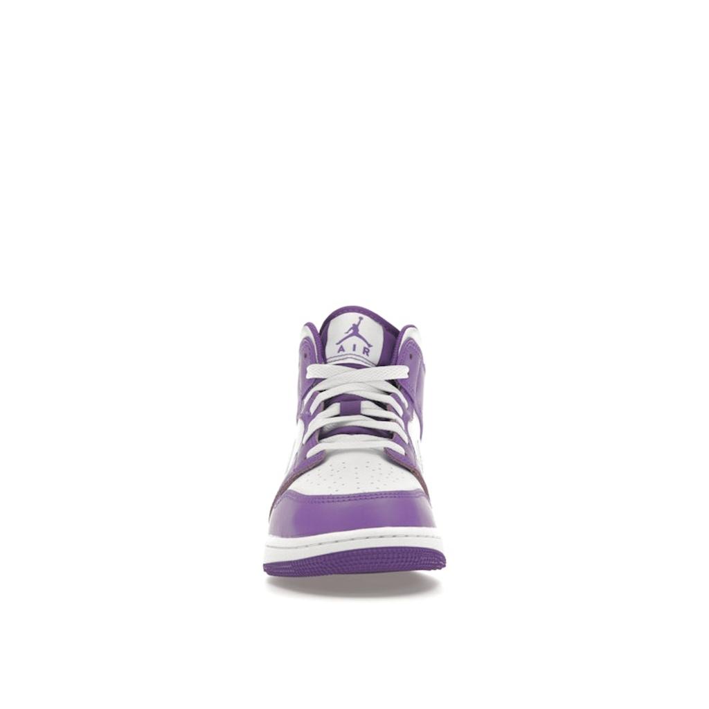 Air Jordan 1 Mid GS Purple Venom Kids Sneakers White DQ8423-511