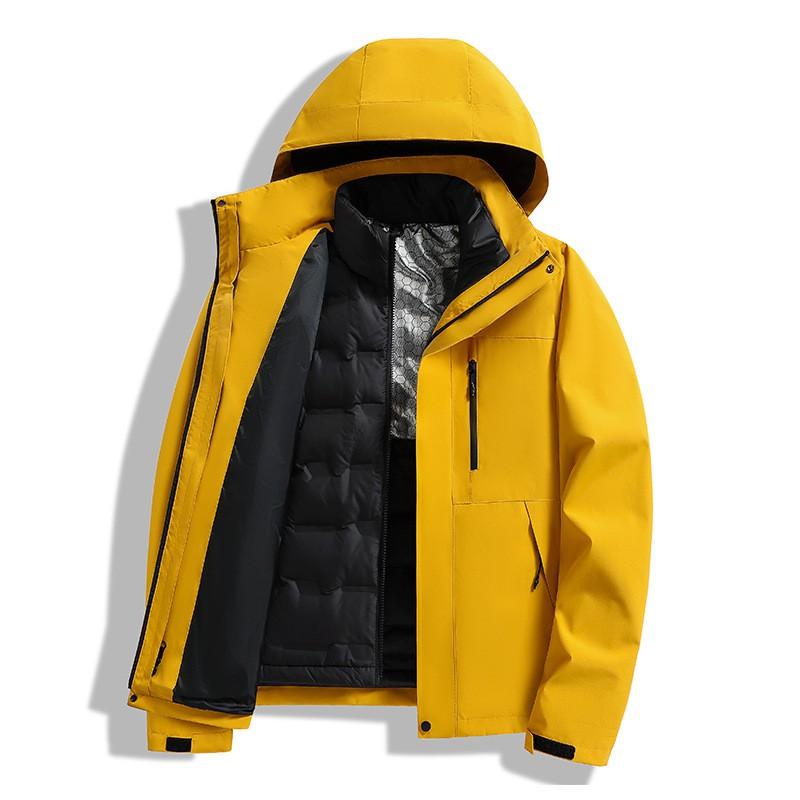 Men Women Winter Waterproof Hiking Jacket With Removable Down Liner Graphene Insulated Outdoor Shell Coat