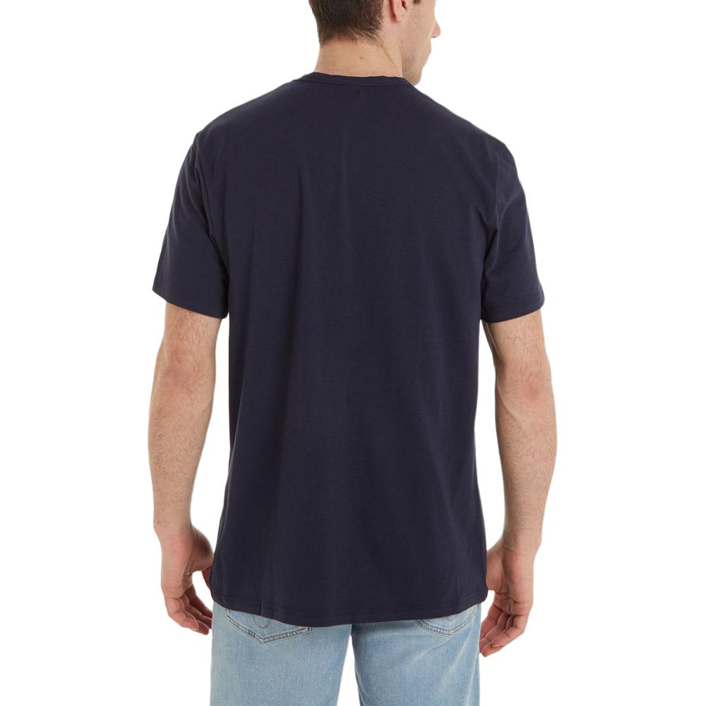 Calvin Klein Letter Print Crew Neck Short Sleeve T-Shirt Men Tops Dark-Blue NM2170E-CHW