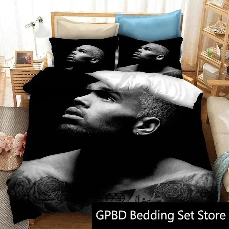 3D Druck Rapper Chris Brown Bettwäsche Set Doppel Twin King Bettbezug Bettdecke Kissenbezug Jungen Mädchen Erwachsene Schlafzimmer