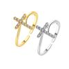 Luxury Trend Super Flash Micro-inlay Zircon Winding Cross Adjustable Opening Rings for Women Stainless Steel Finger Jewelry Gift