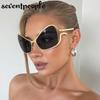 Y2K Punk Cat Eye Shield Sunglasses Women  Luxury Brand Vintage Metal Frame Goggle Sun Glasses For Ladies Trendy Shades UV400